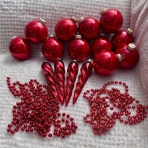 Set18 Elegant Krebs Red Holiday Glass Ornament Lot